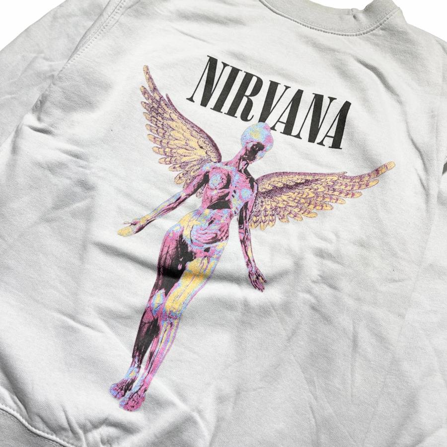 NIRVANA IN UTERO ライセンス オフィシャル クルーネックスウェット トレーナー ヘザーグレー 公式 灰 CREWNECK SWEAT Heather Grey ニルヴァーナ インユーテロ｜atomicdope｜02