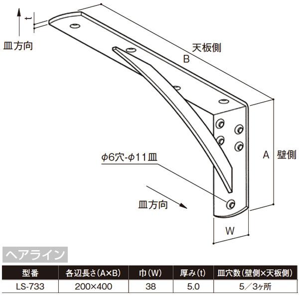 サヌキ(SPG) カウンターブラケット ヘアライン・200×400mm幅 サヌキ(SPG) カウンターブラケット ヘアライン・200×400mm幅