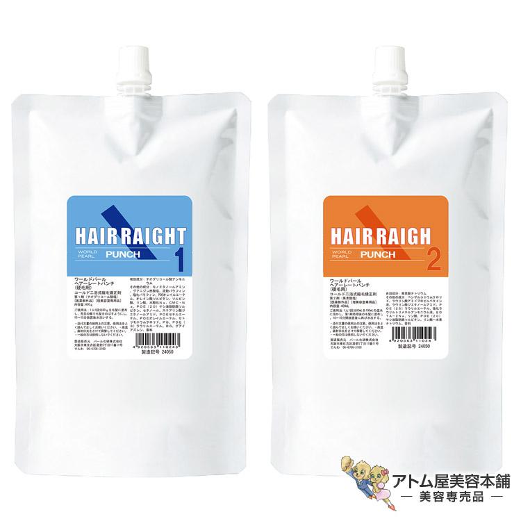 パール化研 ワールドパール ヘアーレートパンチ 硬毛用（1剤 400g／2剤 400ml）医薬部外品 クセ毛矯正 ストレート 美容室 理容室 床屋 | パール化研