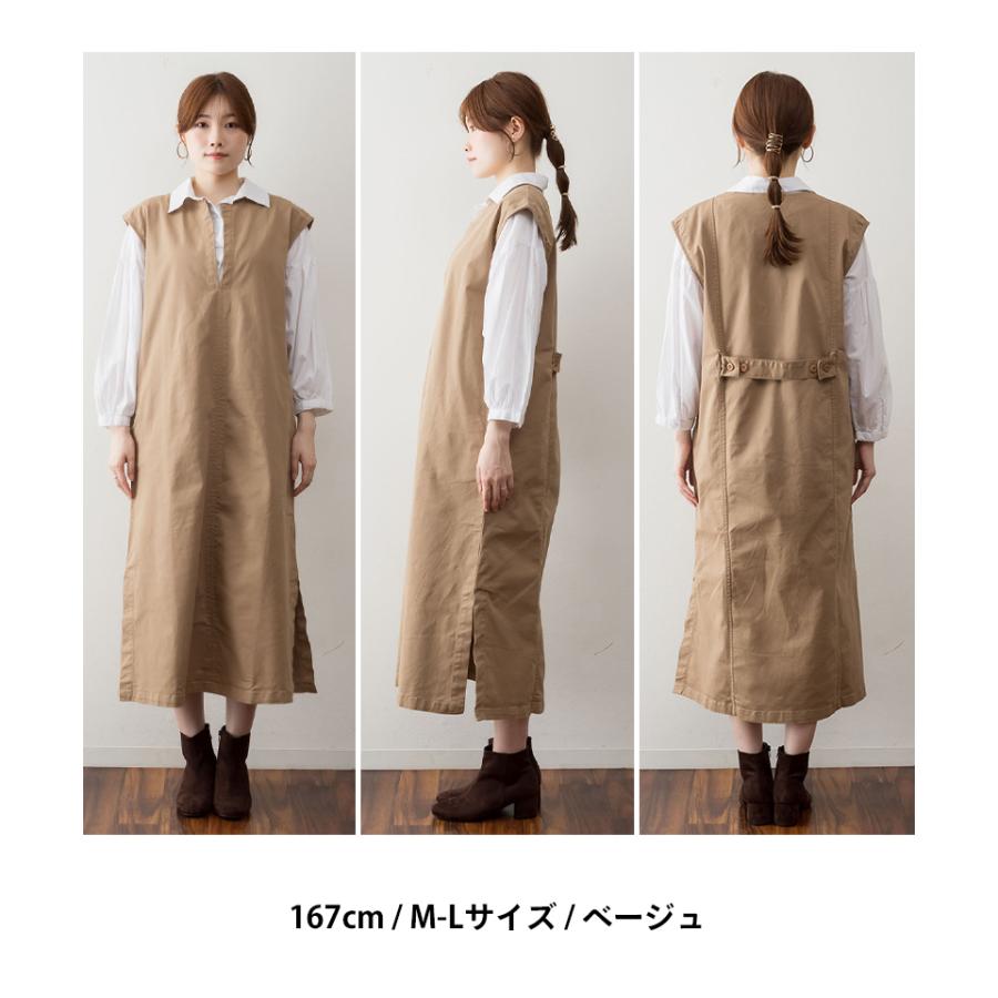 キーネックベストワンピース レディース 大きいサイズ M L LL 3L 4L5L 黒 ベージュ カーキ | atONE | 13