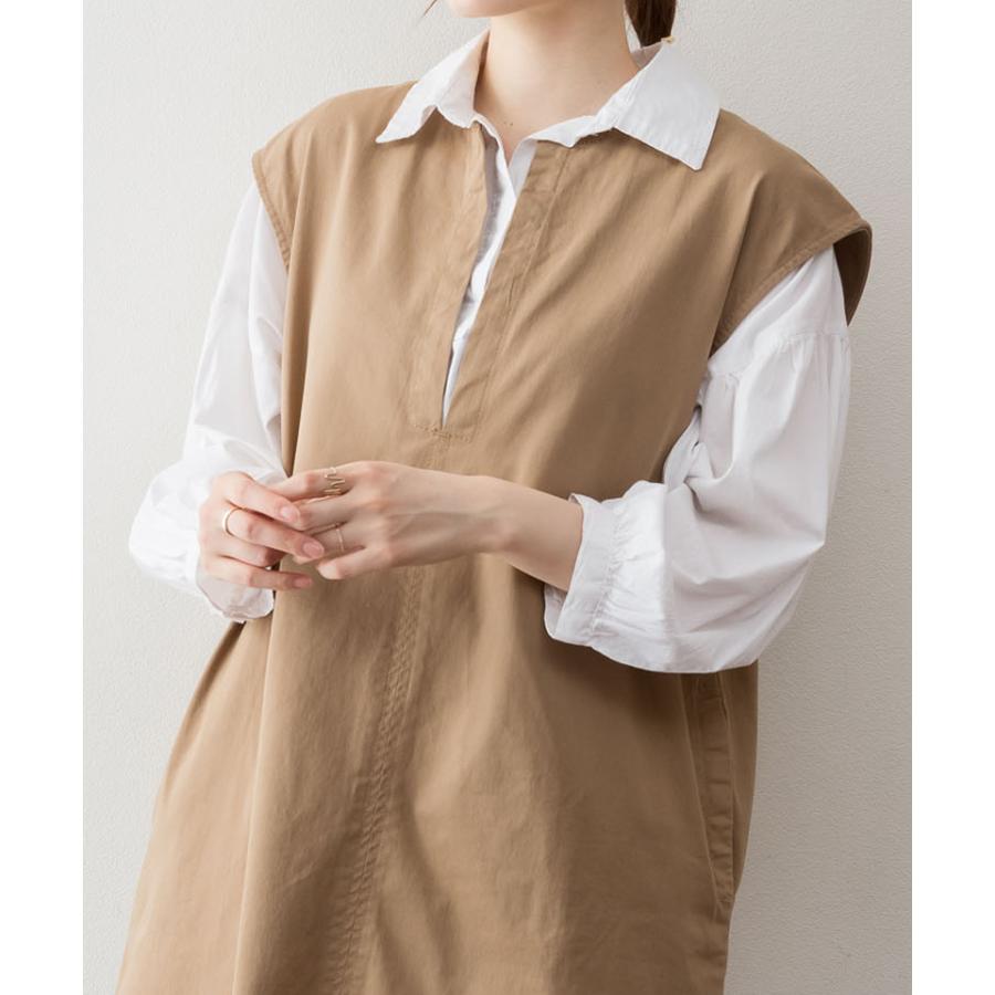 キーネックベストワンピース レディース 大きいサイズ M L LL 3L 4L5L 黒 ベージュ カーキ | atONE | 03