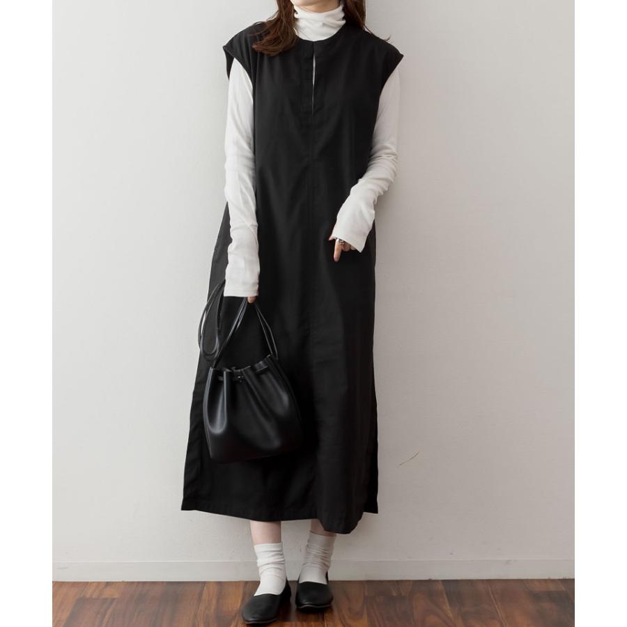 キーネックベストワンピース レディース 大きいサイズ M L LL 3L 4L5L 黒 ベージュ カーキ | atONE | 04