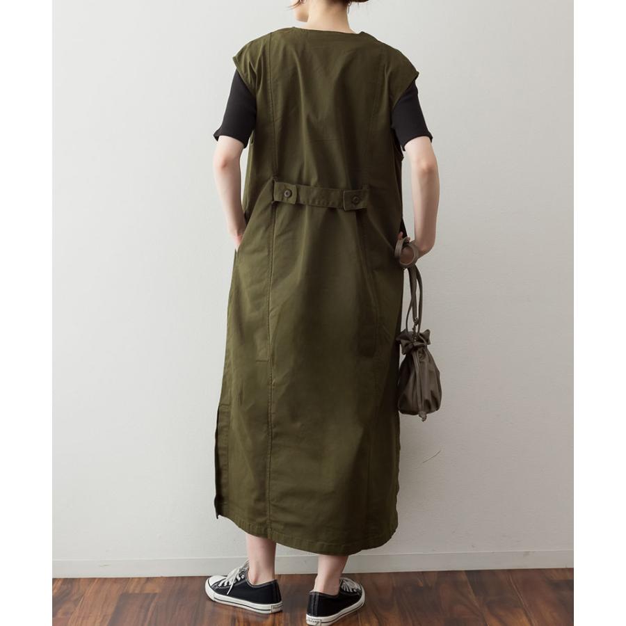 キーネックベストワンピース レディース 大きいサイズ M L LL 3L 4L5L 黒 ベージュ カーキ | atONE | 08