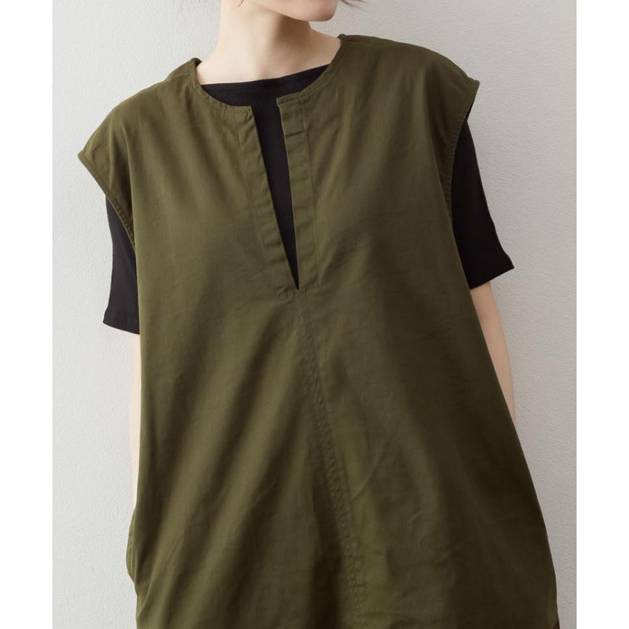 キーネックベストワンピース レディース 大きいサイズ M L LL 3L 4L5L 黒 ベージュ カーキ | atONE | 09