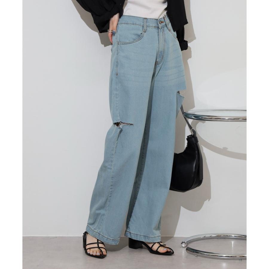atONE（アットワン） ジーンズ デニム デニムパンツ デニムダメージストレートパンツ レディース 大きいサイズ : atONE - 通販 ...