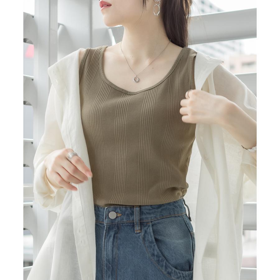 atONE（アットワン） タンクトップ 2WAY リブタンク ランダムリブ 黒