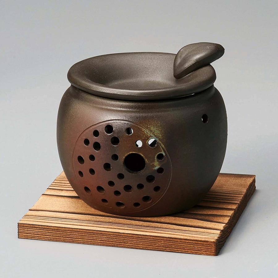 茶香炉 山房ツボ型窯変 おしゃれ アロマポット 陶器 キャンドル式 茶葉
