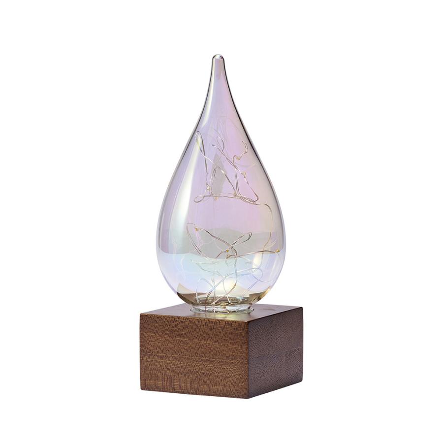 卓上ライト LED オーロラ加工 しずく型 電池式 インテリア ガラス細工