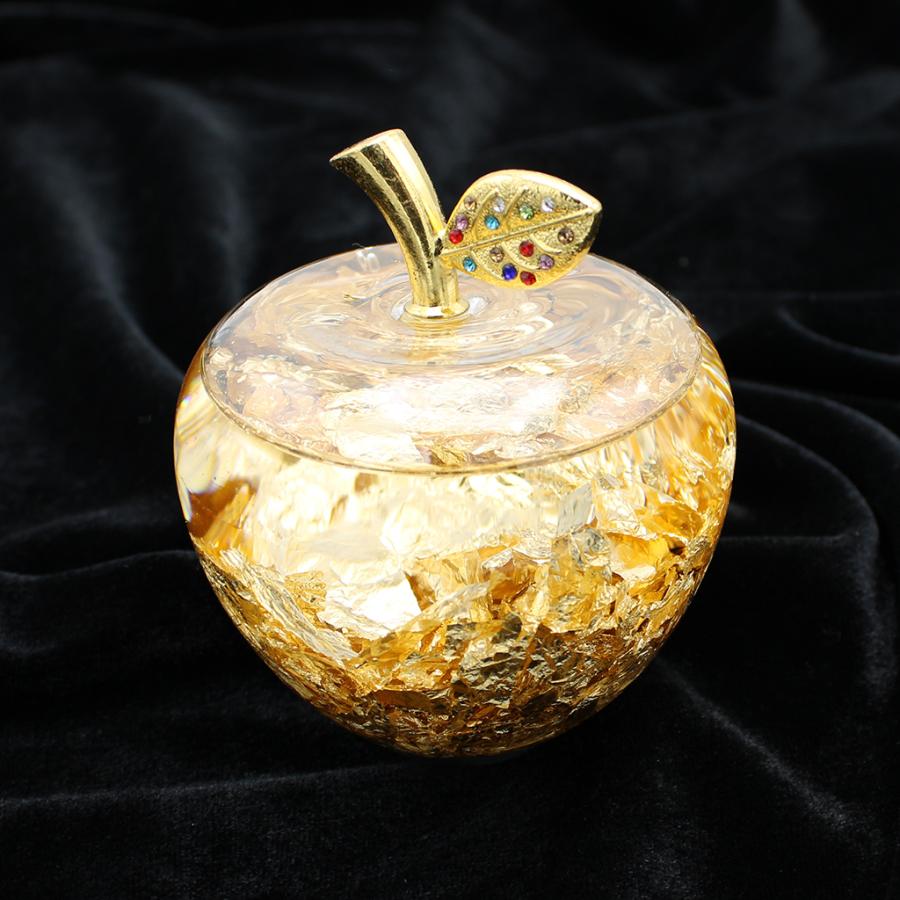 ゴールドアップル 風水 置物 黒箱入り ハーバリウム 金のリンゴ 縁起物