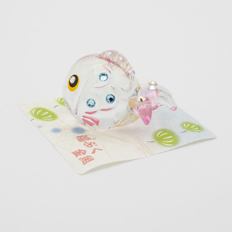 リュウコドウ 和雑貨 ぷくぷく金魚 クリスタル風 彩色ガラス 金