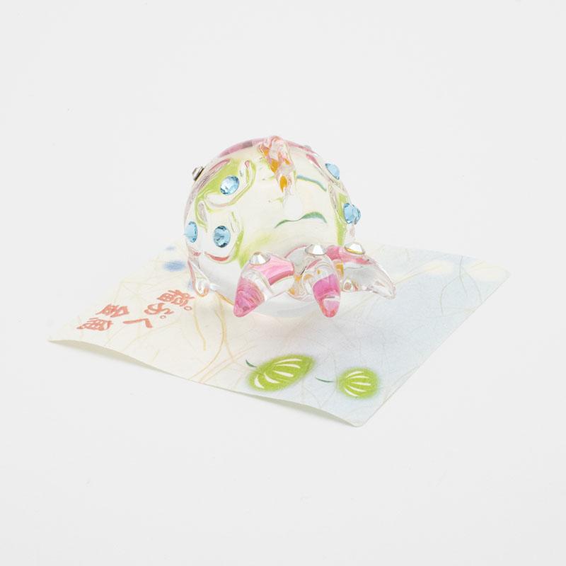 リュウコドウ 和雑貨 ぷくぷく金魚 クリスタル風 彩色ガラス 金運