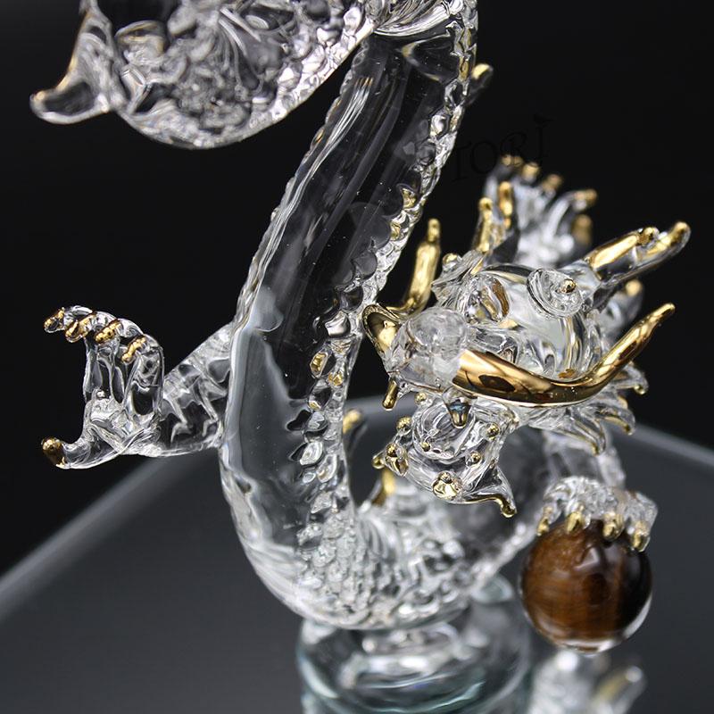 龍の置物 ガラス細工 降臨龍 20cm タイガーアイ丸玉付き 金運 龍の置物 ガラス細工 降臨龍 20cm タイガーアイ丸玉付き 金運