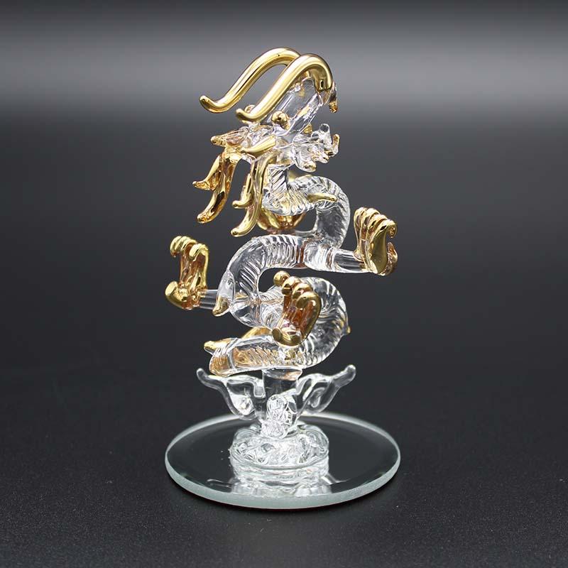 ガラス製ドラゴン彫刻 オレンジ・緑色 風水アイテム ガラス製ドラゴン彫刻 オレンジ・緑色 風水アイテム ガラス製