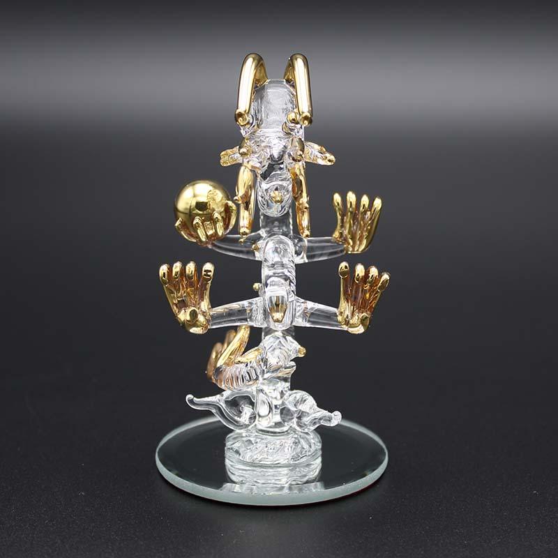 昇龍 ガラス細工 龍の置物 ミニサイズ 風水 縁起物 金彩色 おしゃれ