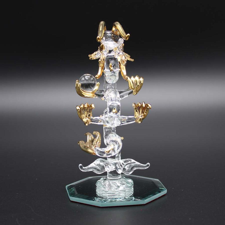 昇龍 ガラス細工 水盃 セット 龍の置物 Sサイズ 水晶玉付き 風水