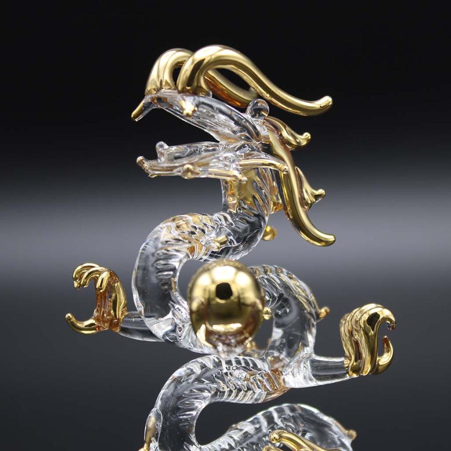 昇龍 ガラス細工 水盃 セット 龍の置物 Sサイズ 風水 縁起物 おしゃれ