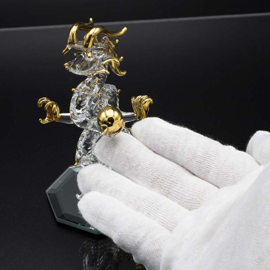 昇龍 ガラス細工 水盃 セット 龍の置物 Sサイズ 風水 縁起物 おしゃれ