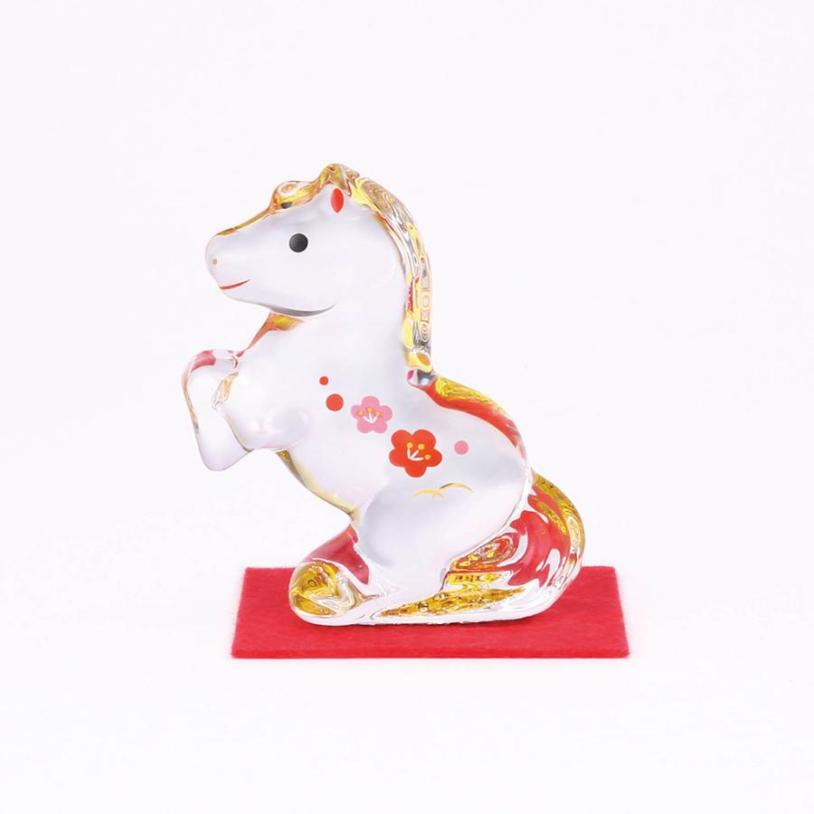 2026年干支インテリア 馬 午年 クリスタル午 福梅 招福干支縁起置物