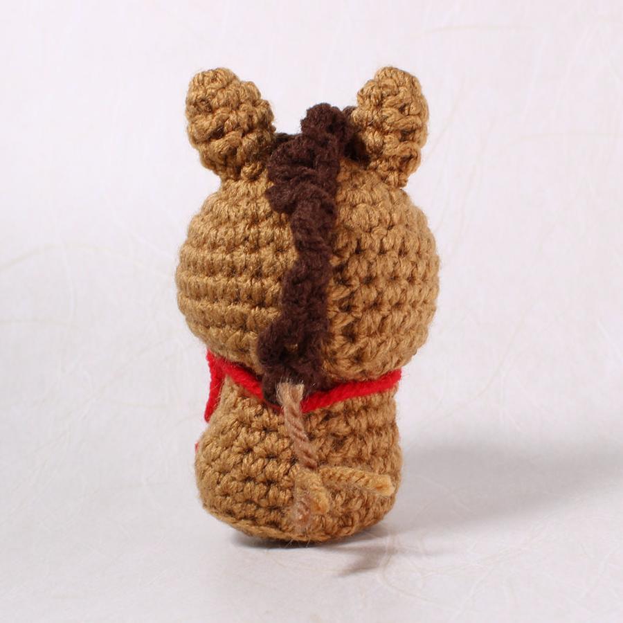手作り茶色いぬいぐるみ 2026年干支 午 あみぐるみ うま 馬 毛糸 ぬいぐるみ 手作り 癒しグッズ