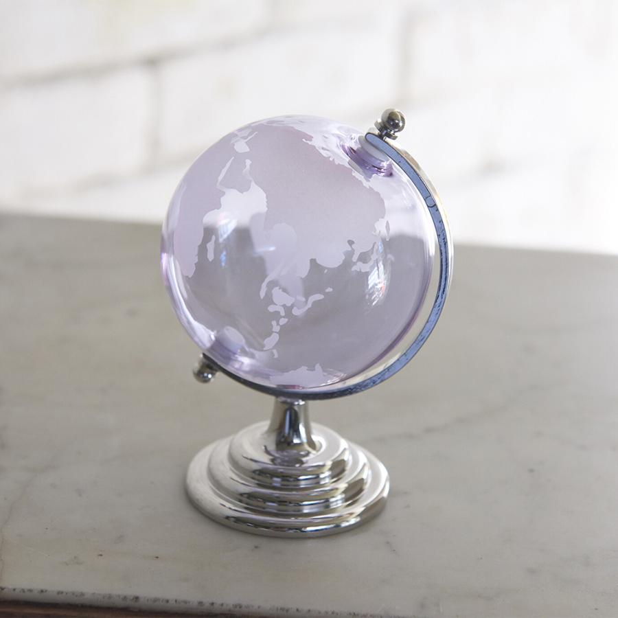 地球儀 ガラス細工 ブルー ライトパープル おしゃれ インテリア ガラス