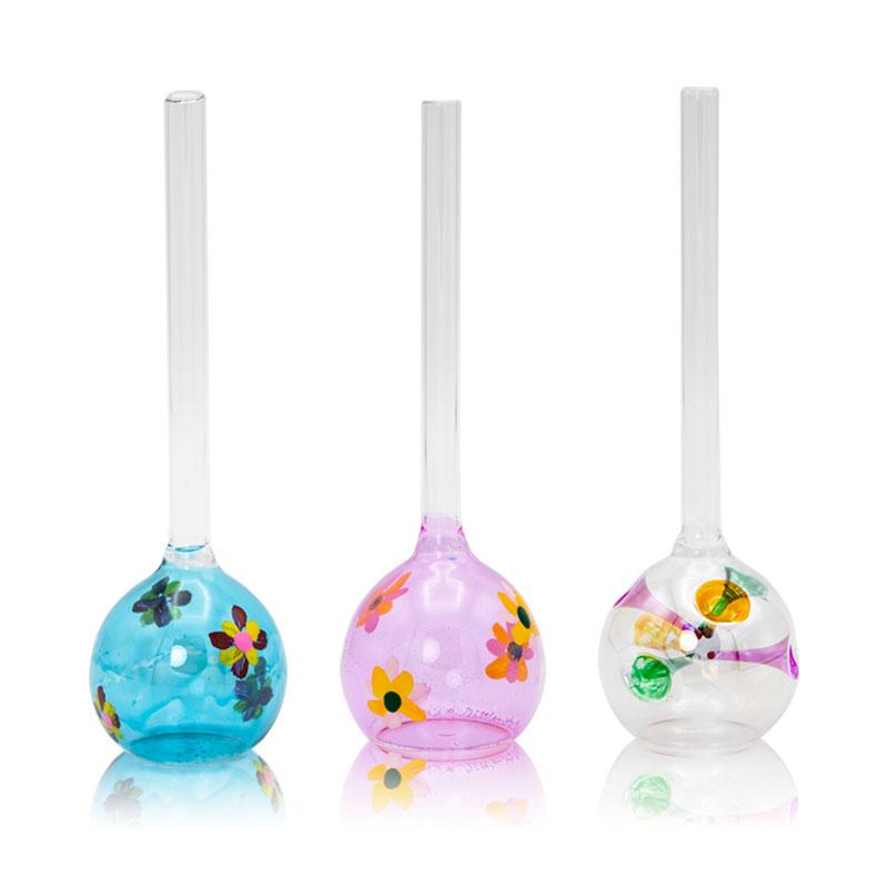 ミニびいどろ 花柄 ブルー ピンク 針差 昔ながらのガラス玩具 郷土玩具