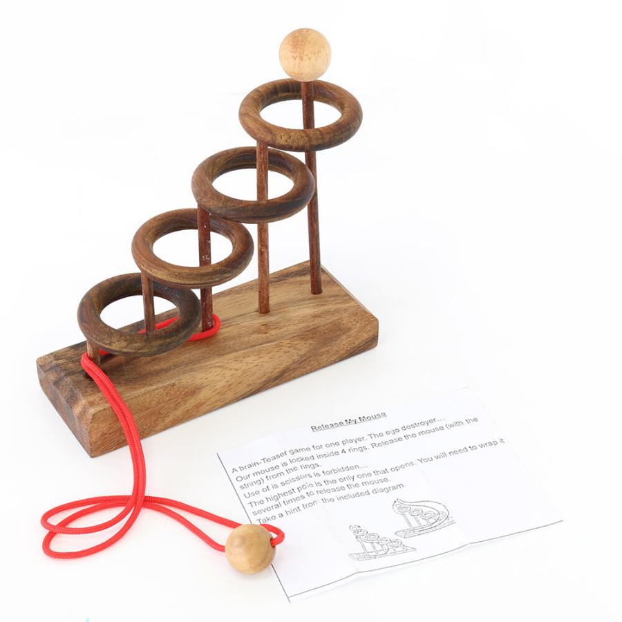 知恵の輪 木製 4段 ウッドパズル 木工 木のおもちゃ 脳トレ 玩具 頭の