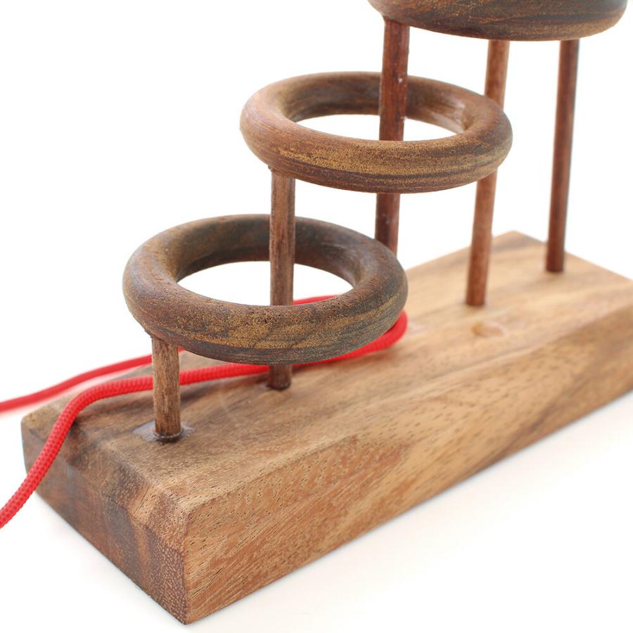 知恵の輪 木製 4段 ウッドパズル 木工 木のおもちゃ 脳トレ 玩具 頭の