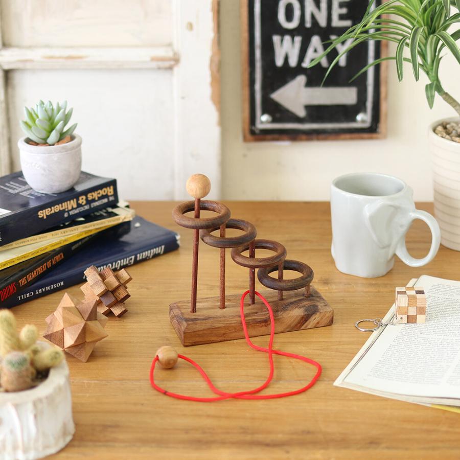 知恵の輪 木製 4段 ウッドパズル 木工 木のおもちゃ 脳トレ 玩具 頭の