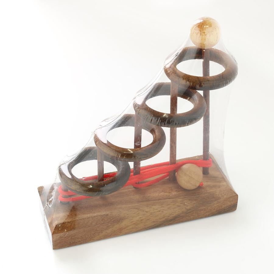 知恵の輪 木製 4段 ウッドパズル 木工 木のおもちゃ 脳トレ 玩具 頭の