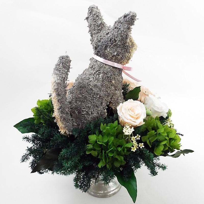 プリザーブドフラワーアレンジ猫 アビシニアンのトピアリー プリザーブドフラワー Happybirthday 結婚祝い 誕生日 ギフト プレゼント 開店祝い 