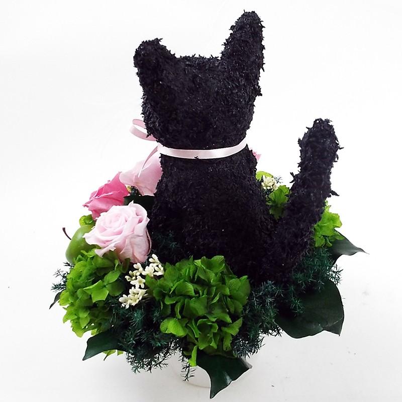 プリザーブドフラワーアレンジ猫 黒猫 Pretty 結婚祝い 誕生日 ギフト