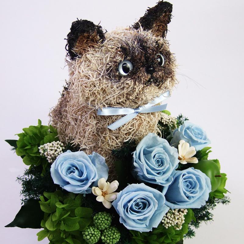 プリザーブドフラワーアレンジ猫 ヒマラヤンのプリザーブドフラワーアレンジPretty 誕生日など 