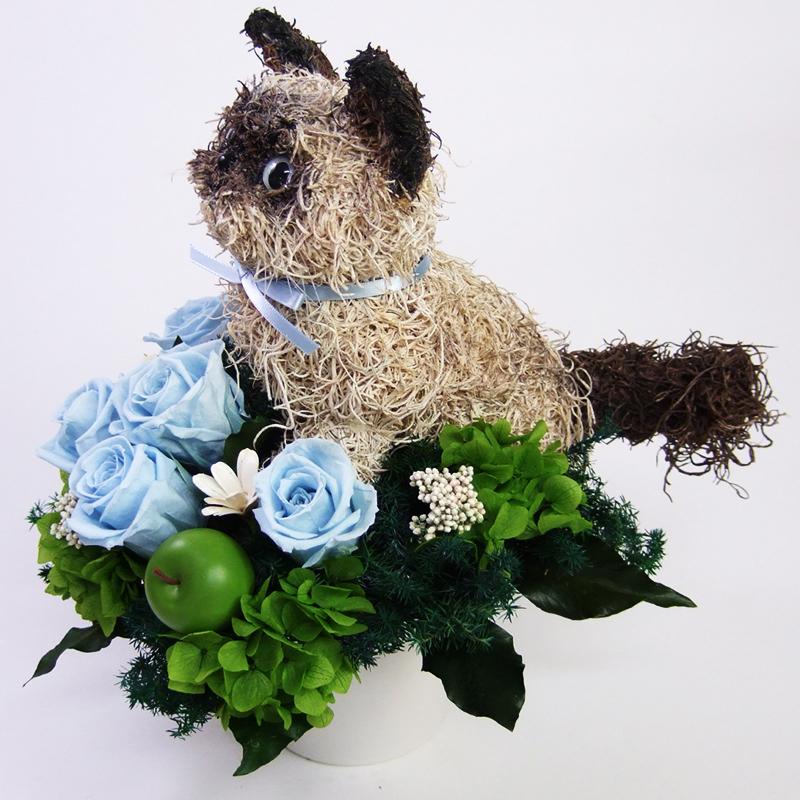 プリザーブドフラワーアレンジ猫 ヒマラヤンのプリザーブドフラワーアレンジPretty 誕生日など 