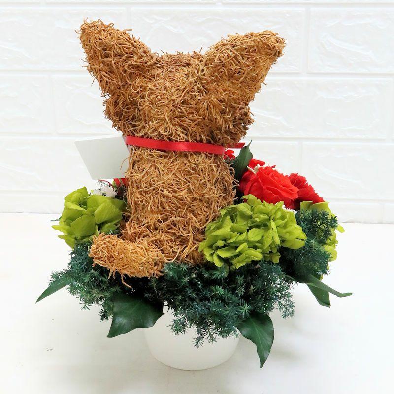 母の日ギフト プリザーブドフラワーアレンジ犬 チワワP : 動物