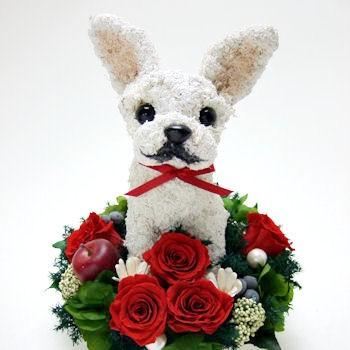 ウェルカムドール ２匹のフレンチブルドッグ lovely プリザーブドフラワーアレンジ犬 結婚祝い ウエディング ギフト プレゼント｜atorie-hanaclub｜03
