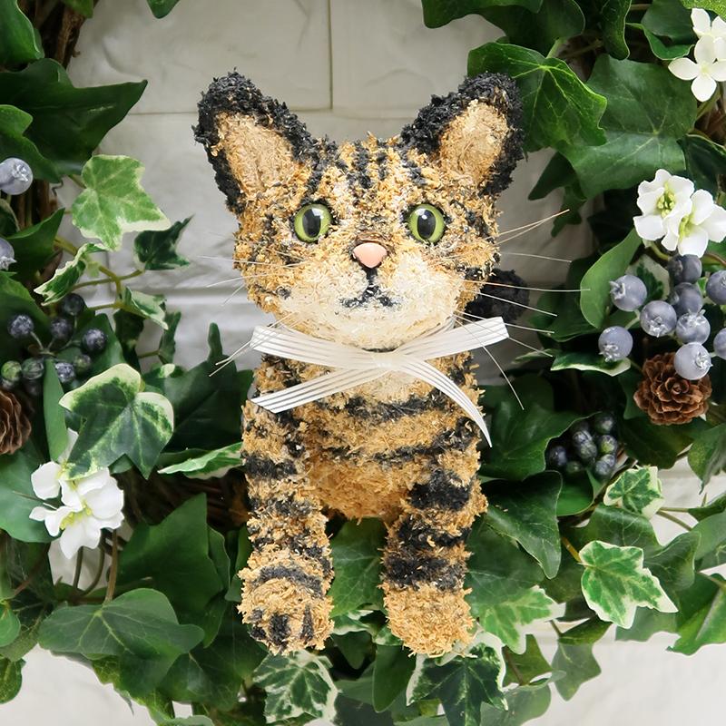 羊毛フェルト猫 キジ猫リース クリスマスリース 羊毛フェルトの猫リース - chikafelt | minne byGMOペパボ 国内