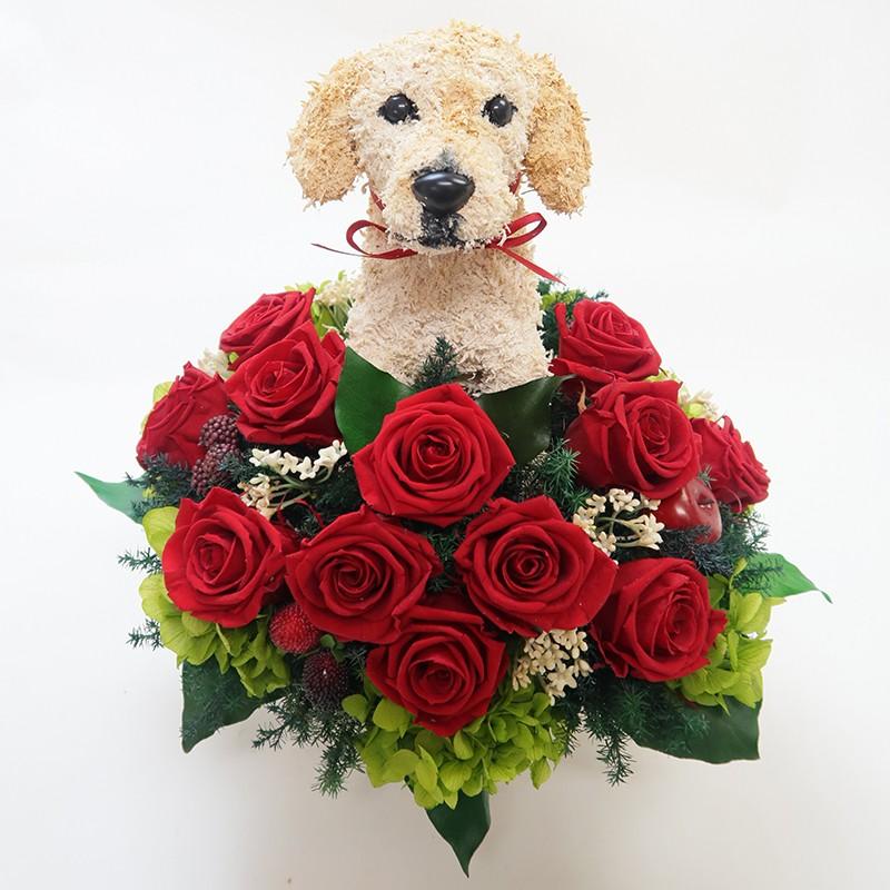 プリザーブドフラワーアレンジ犬 ラブラドールレトリバー Beauty 結婚