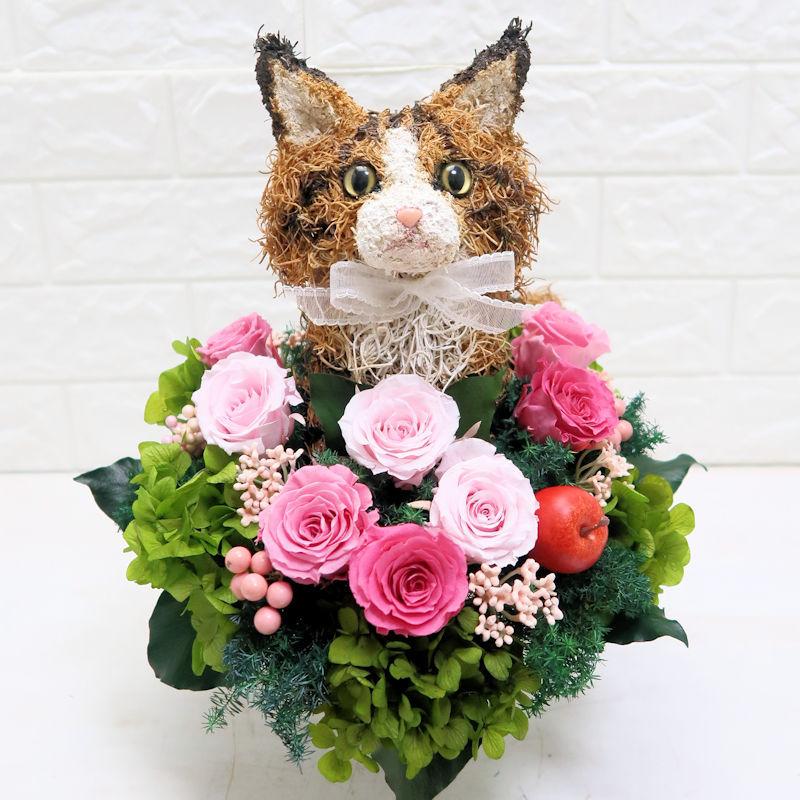 プリザーブドフラワーアレンジ猫 メインクーン Cute 結婚祝い 誕生日