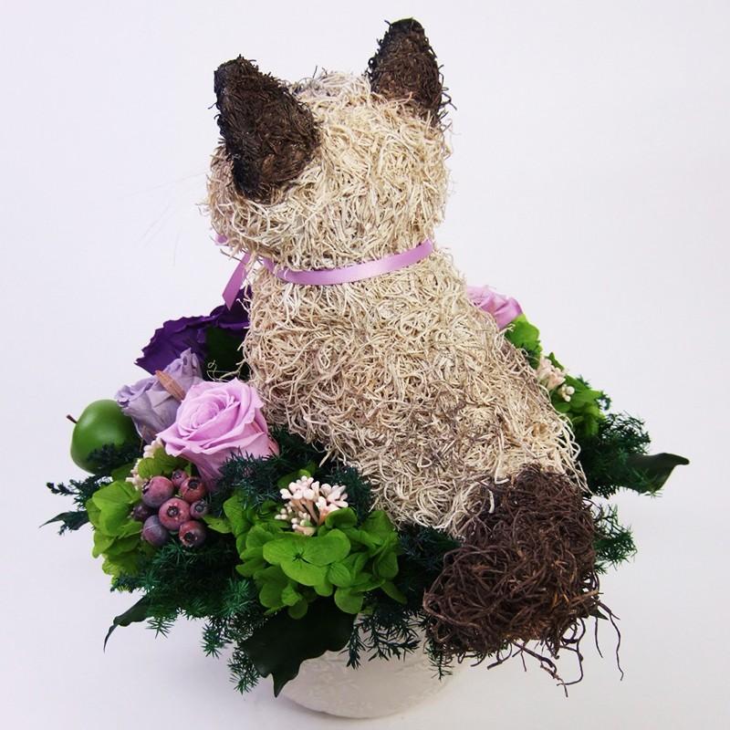 プリザーブドフラワーアレンジ猫 ヒマラヤンのトピアリー Cute 結婚祝い 誕生日 ギフト プレゼント 開店祝い 動物病院開院祝い_3