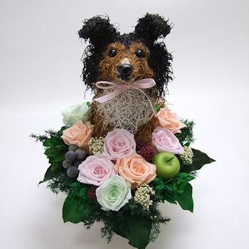 プリザーブドフラワーアレンジ犬 シェットランドシープドッグ Cute 結婚祝い 誕生日 ギフト プレゼント 開店祝い 動物病院開院祝い