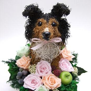 プリザーブドフラワーアレンジ犬 シェットランドシープドッグ Cute 結婚祝い 誕生日 ギフト プレゼント 開店祝い 動物病院開院祝い_1