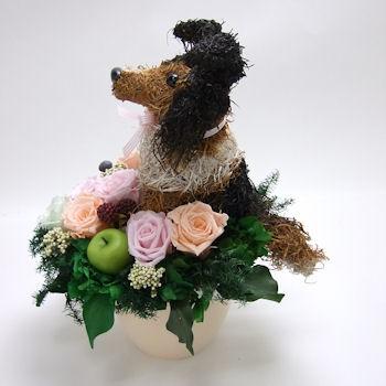 プリザーブドフラワーアレンジ犬 シェットランドシープドッグ Cute 結婚祝い 誕生日 ギフト プレゼント 開店祝い 動物病院開院祝い_2