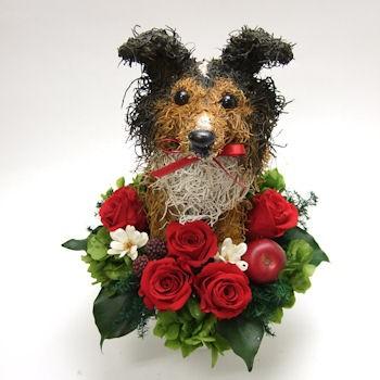 プリザーブドフラワーアレンジ犬 シェットランドシープドッグ Pretty 結婚祝い 誕生日 ギフト プレゼント 開店祝い 動物病院開院祝い