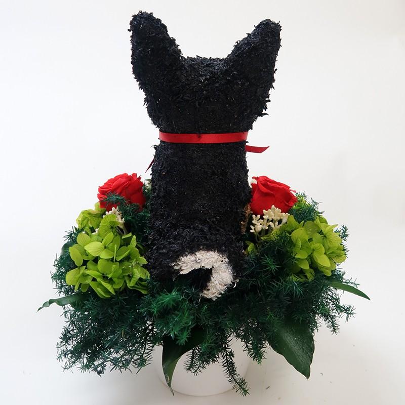 プリザーブドフラワーアレンジ犬 黒柴犬 pretty 結婚祝い 誕生日