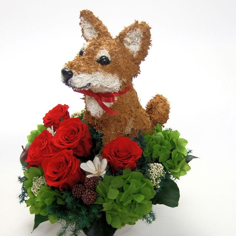 プリザーブドフラワーアレンジ犬 柴犬 Pretty 結婚祝い 誕生日 ギフト