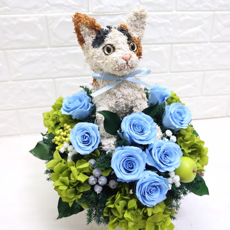 プリザーブドフラワーアレンジ猫 三毛猫 Cute 結婚祝い 誕生日 ギフト