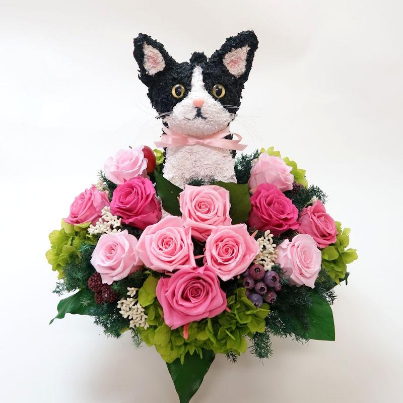 プリザーブドフラワーアレンジ猫 白黒ネコ Beauty 結婚祝い 誕生日 ギフト プレゼント 開店祝い 動物病院開院祝い ペットのお悔やみ Whiteandblackcat Beauty 動物トピアリー アトリエ花倶楽部 通販 Yahoo ショッピング