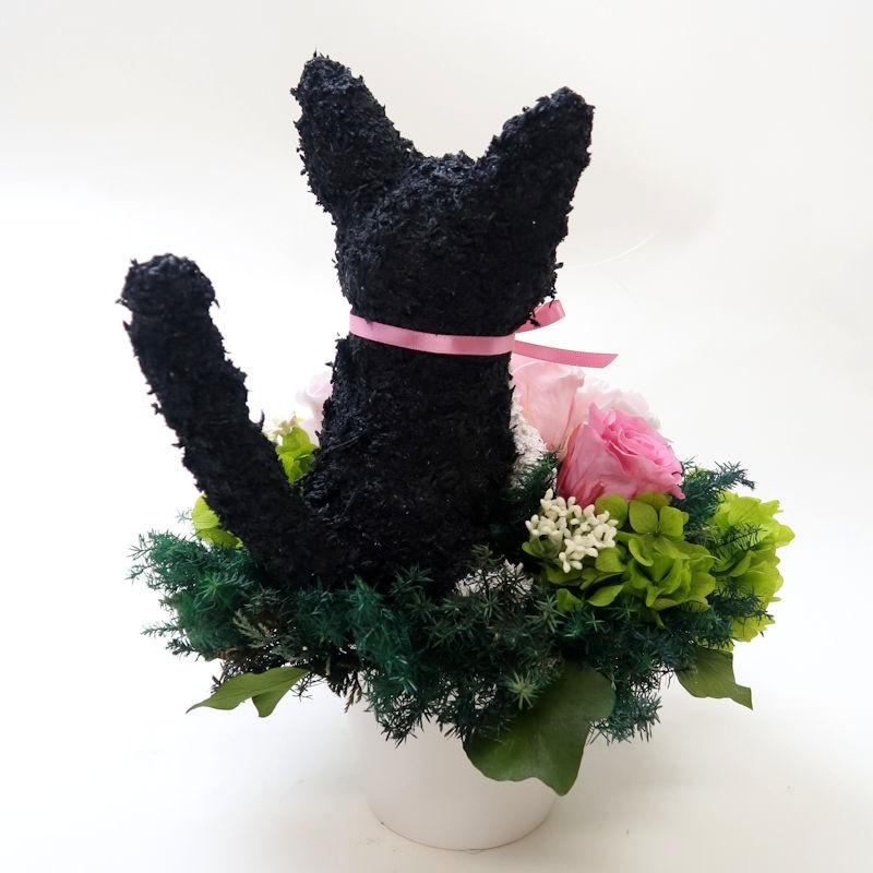 プリザーブドフラワーアレンジ猫 白黒ネコ Pretty 結婚祝い 誕生日 ギフト プレゼント 開店祝い 動物病院開院祝い ペットのお悔やみ 結婚祝い ギフト 開店祝い 動物病院開院祝い