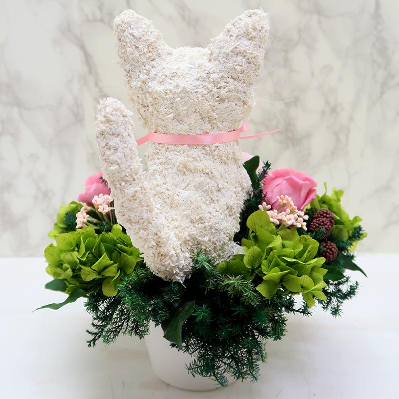 プリザーブドフラワーアレンジ猫 白猫 Pretty 結婚祝い 誕生日 ギフト