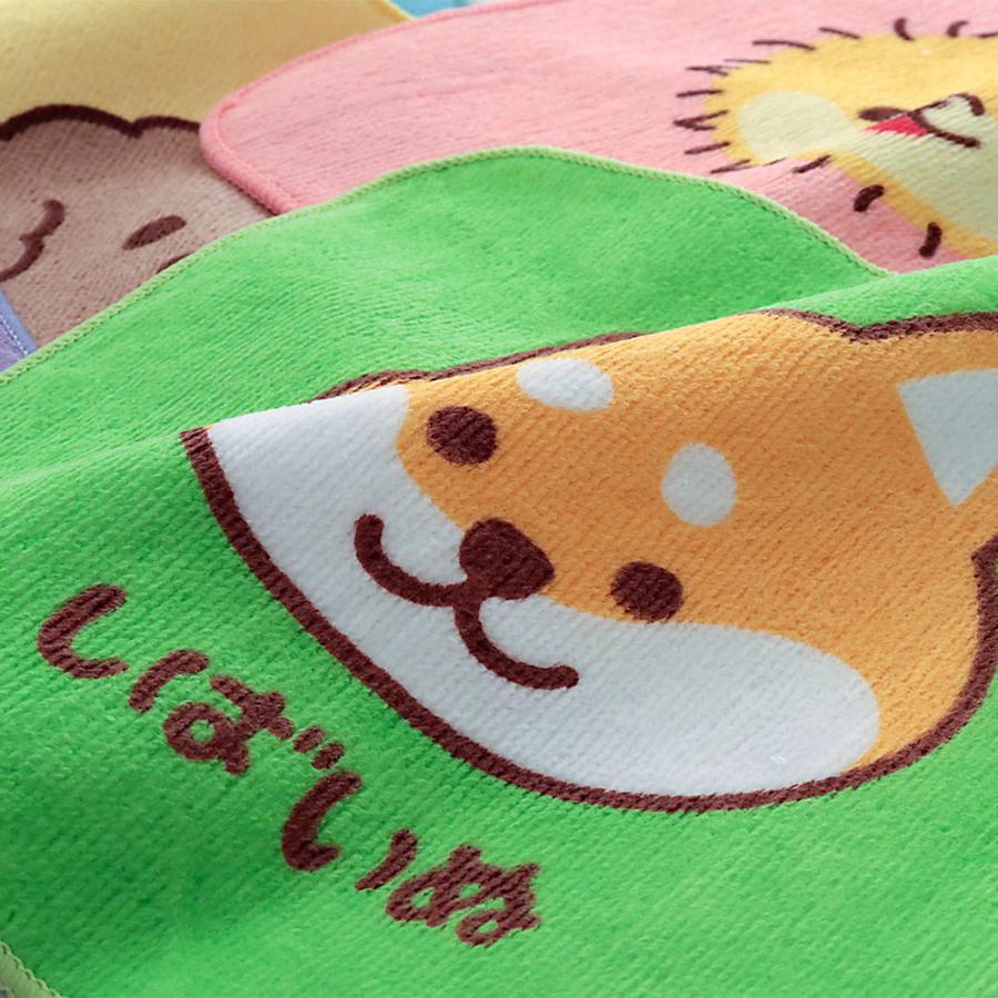 ミニハンカチ 20×20cm 綿100% かわいい 犬のイラスト ワンワンワールド